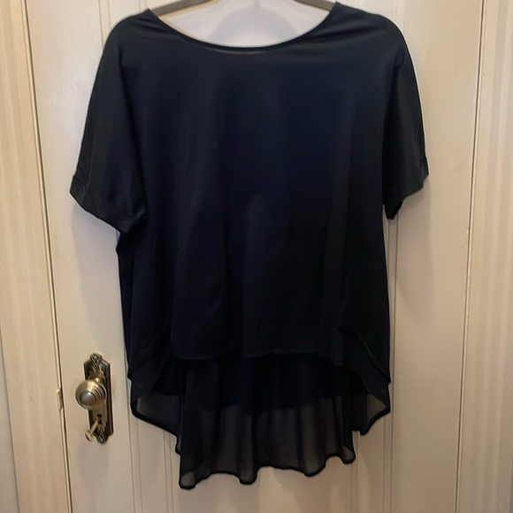 Eri+ Ali Anthropologie hi low split back t -shirt witch chiffon - Picture 2 of 7